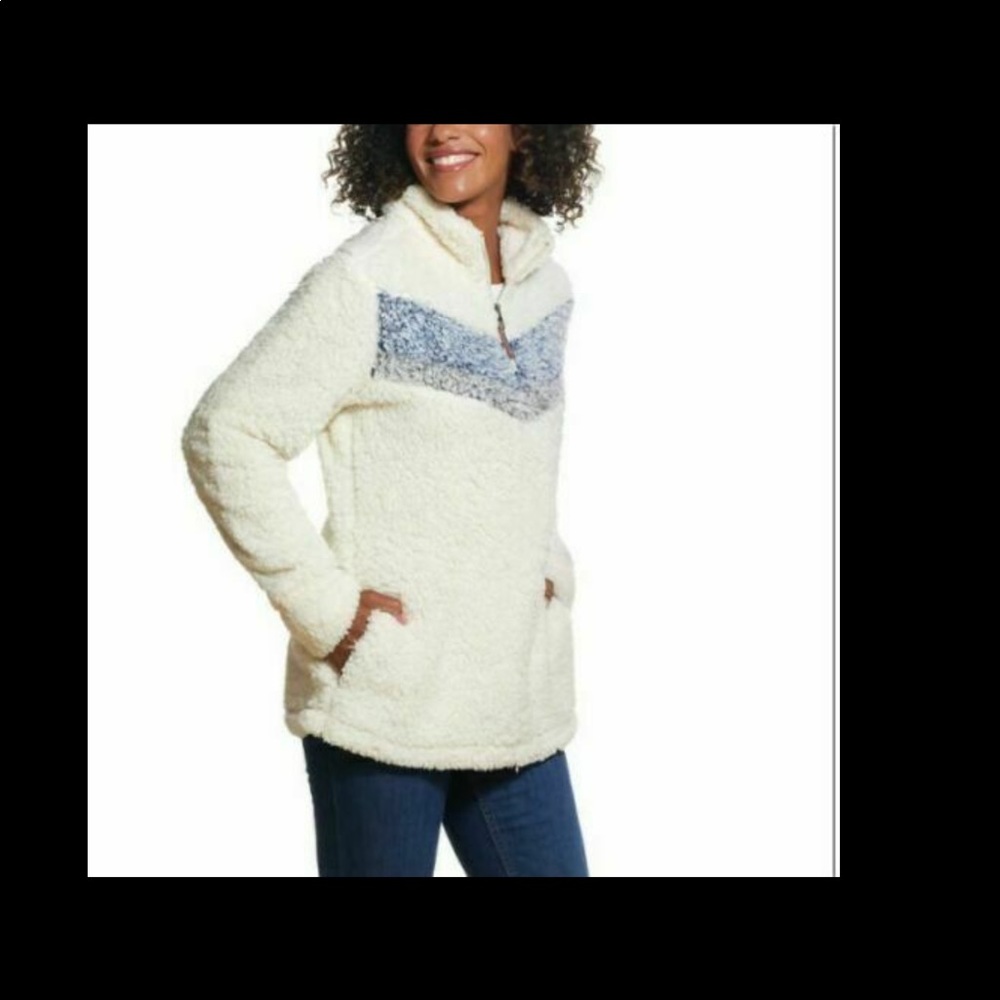 ❄️ Weatherproof Vintage “Chevron” Sherpa 1/4 Zip Cozy Pullover Size Med